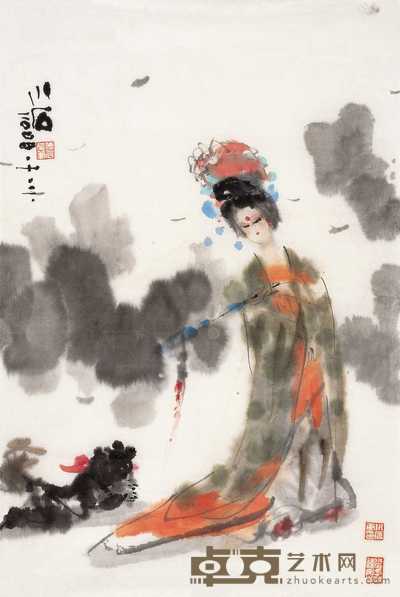 傅小石 2004年作 仕女 镜心 67.5×42.5cm